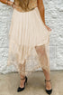 Bohemian Floral Lace Cascading Ruffle Tiered Asymmetrical Maxi Skirt
